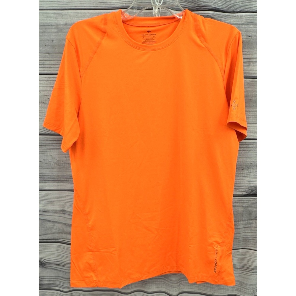 TOMMIE COPPER SHORT SLEEVE CREWNECK COMPRESSION‎ SHIRT Men's Small SAFETY ORANGE